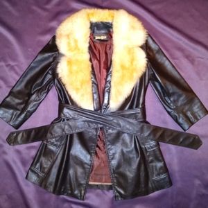 Neiman Marcus Leather Coat With Fur